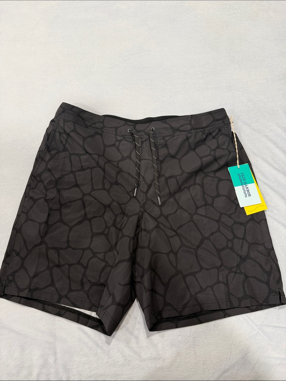 Fair Harbor Men's Black Patterned Board Shorts